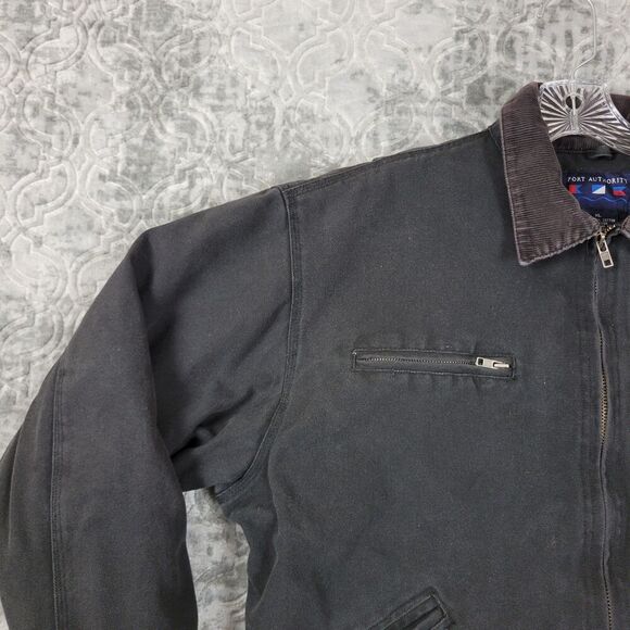 Vintage Port Authority Work Jacket Men's XL Black Quilt Lined Heavyweight Logo - Picture 3 of 12